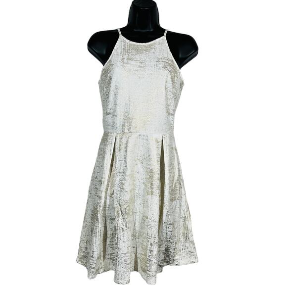Monteau Los Angeles Metallic Halter Dress Mini Casual Cute - S - Picture 1 of 6